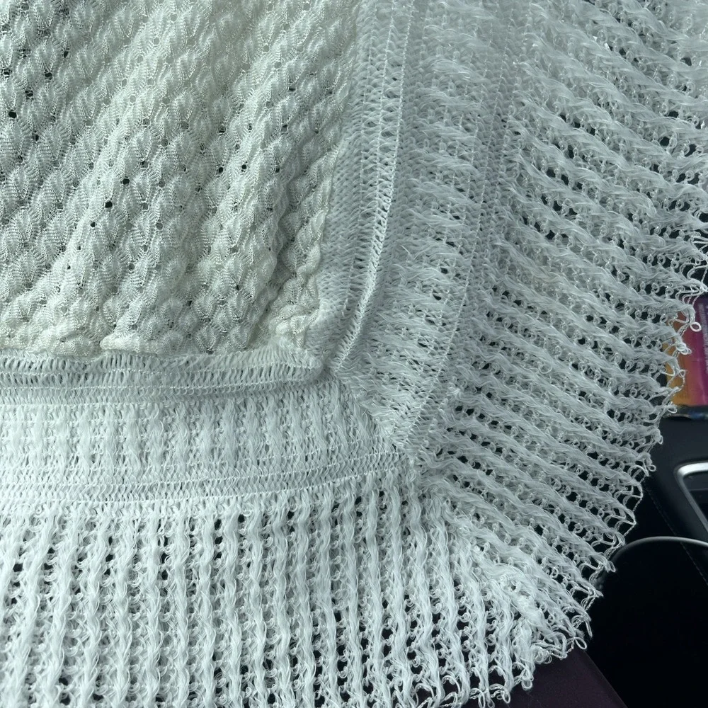 Vintage White Baby Blanket Lace Knit Christening Shower Gift Delicate Baptism 80